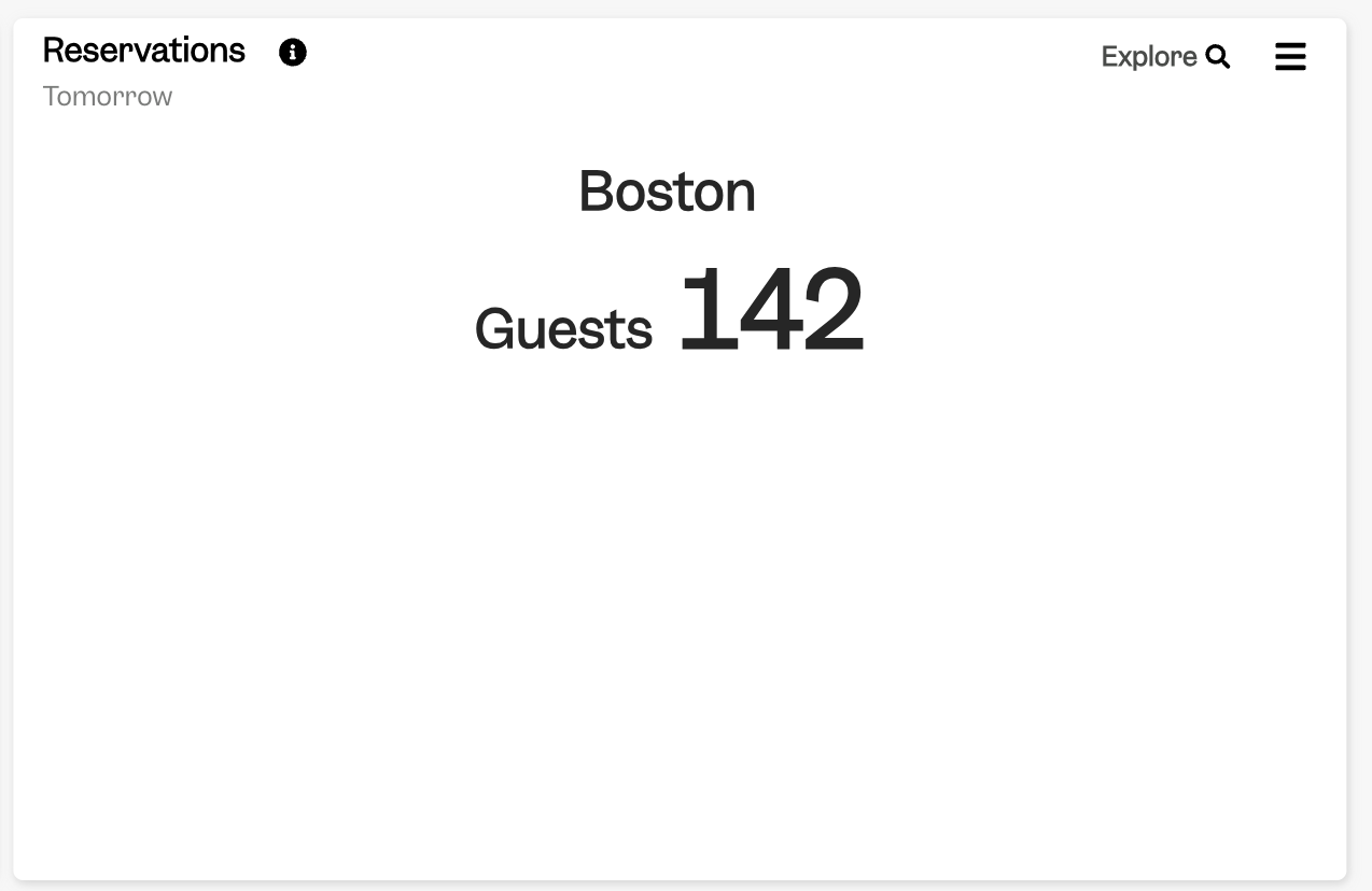 Reservations card in Tenzo